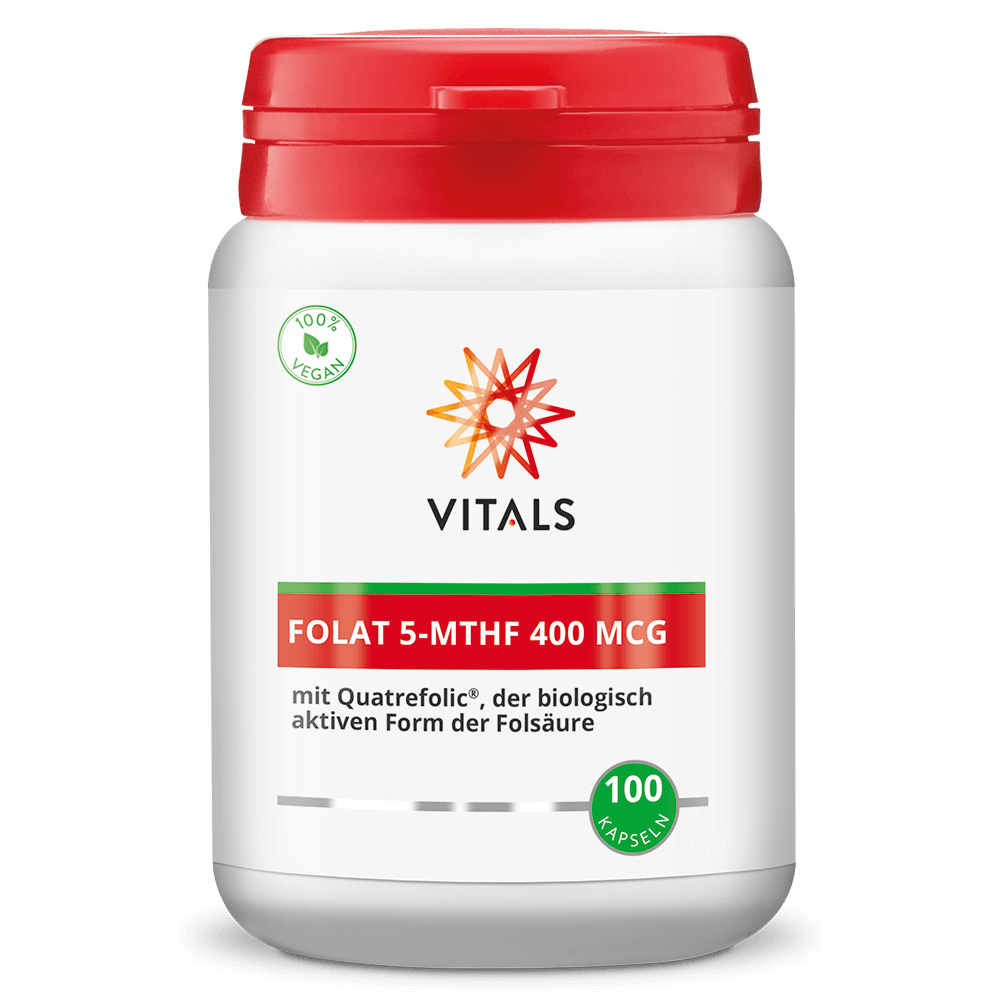 Vitals Folat 5-MTHF 400 µg, 100 kapsul (vitamin B9, folna kislina) - BIOMA